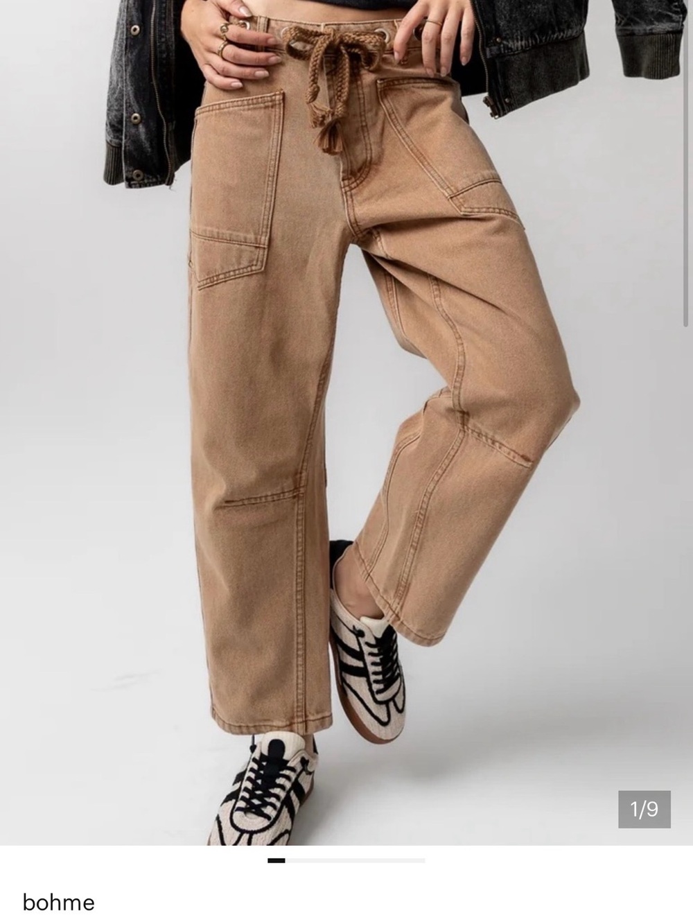 bohme Camel Utility Wide-Leg Drawstring Pants